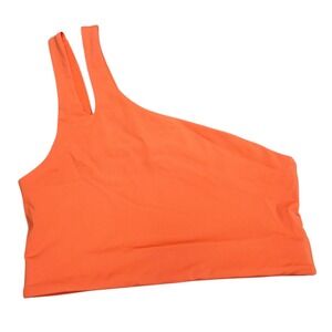 Fabletics Asymmetrical Double Strap Midi Bra Orange One Shoulder Sports Bra M
